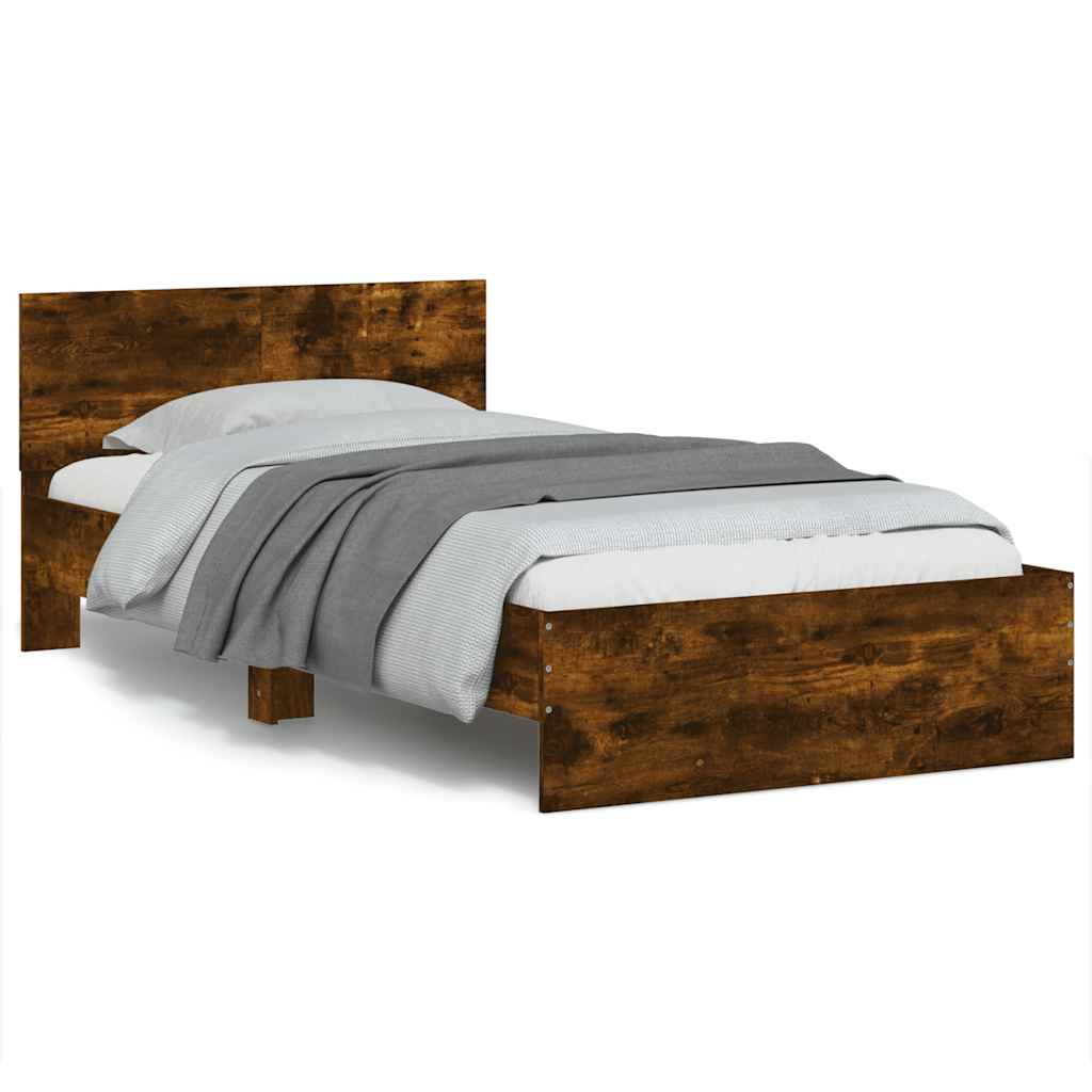 Cadre de lit sans matelas avec tête de lit chêne fumé 100x200cm - XIOS