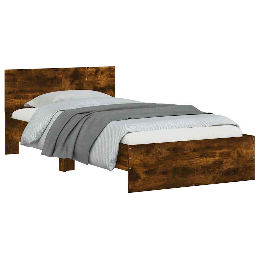 Cadre de lit sans matelas avec tête de lit chêne fumé 100x200cm - XIOS