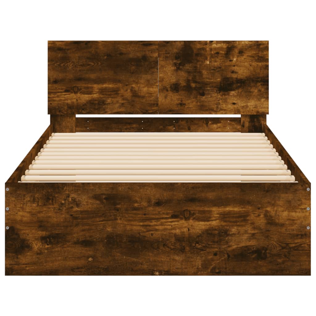 Cadre de lit sans matelas avec tête de lit chêne fumé 100x200cm - XIOS