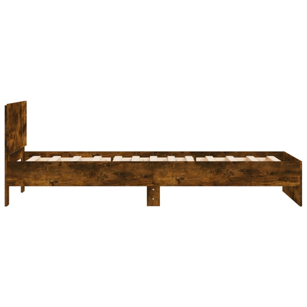 Cadre de lit sans matelas avec tête de lit chêne fumé 100x200cm - XIOS