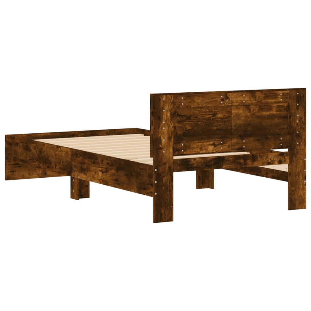 Cadre de lit sans matelas avec tête de lit chêne fumé 100x200cm - XIOS