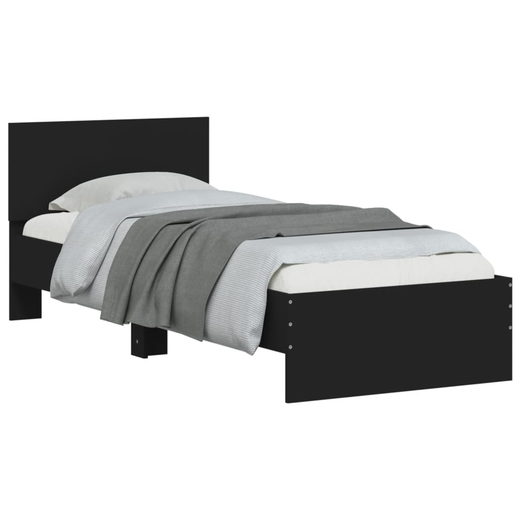 Cadre de lit sans matelas avec tête de lit noir 90x200 cm - XIOS