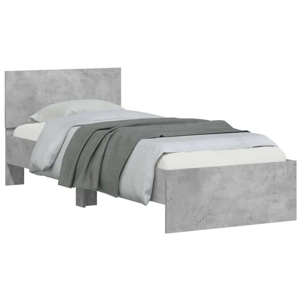 Cadre de lit sans matelas avec tête de lit gris béton 90x200 cm - XIOS