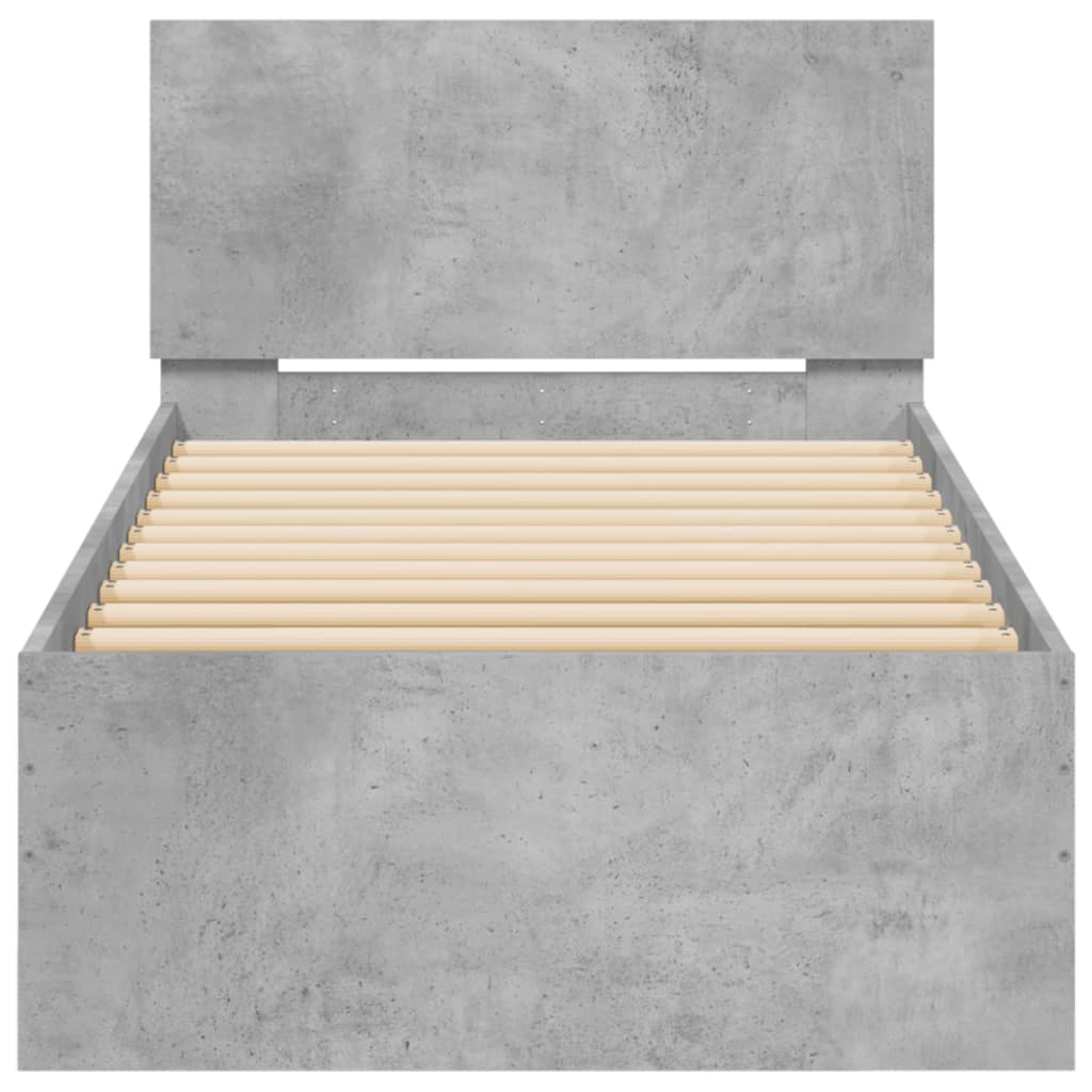 Cadre de lit sans matelas avec tête de lit gris béton 90x200 cm - XIOS