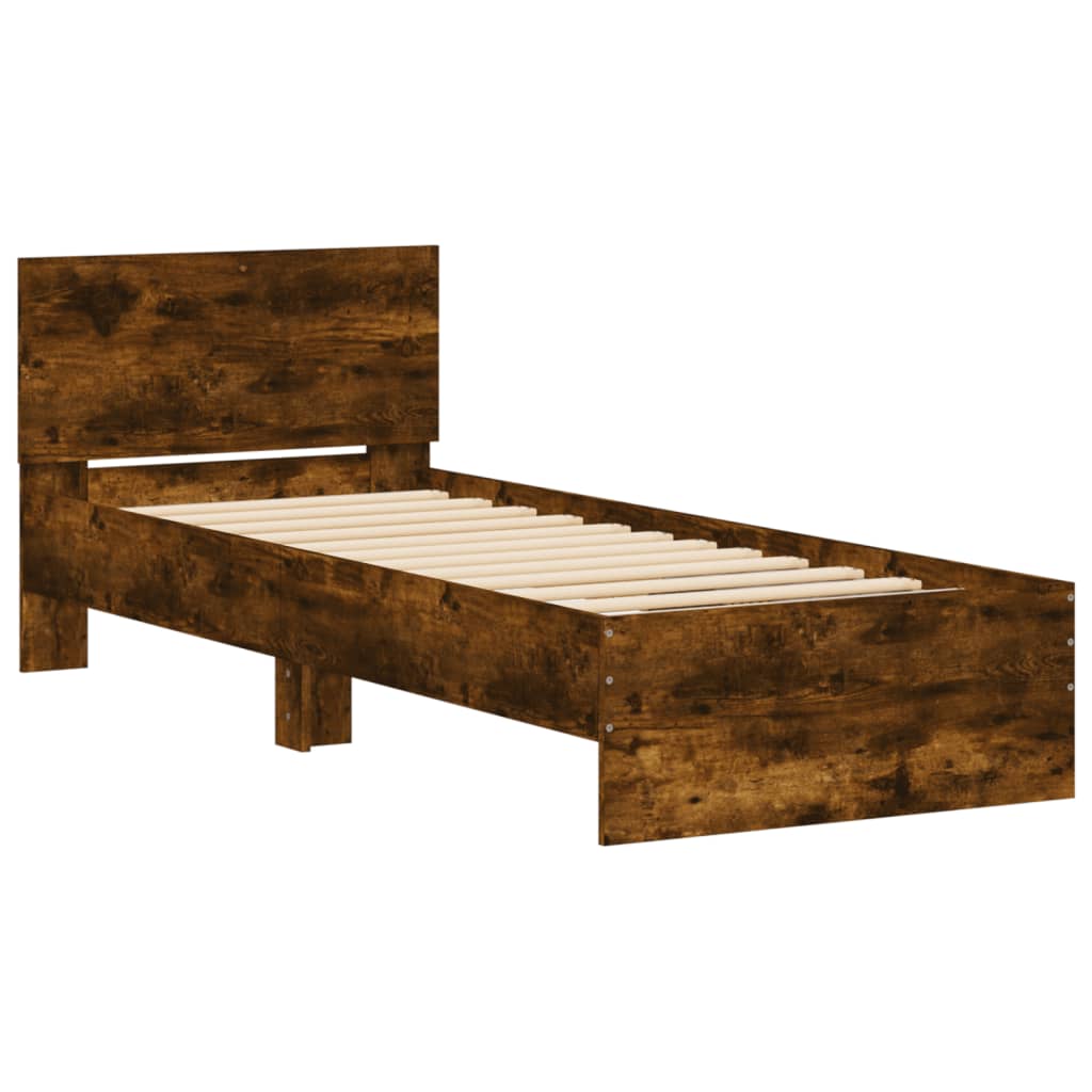 Cadre de lit sans matelas avec tête de lit chêne fumé 90x200 cm - XIOS