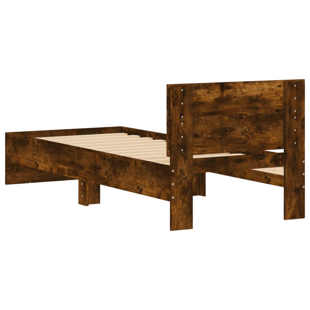 Cadre de lit sans matelas avec tête de lit chêne fumé 90x200 cm - XIOS
