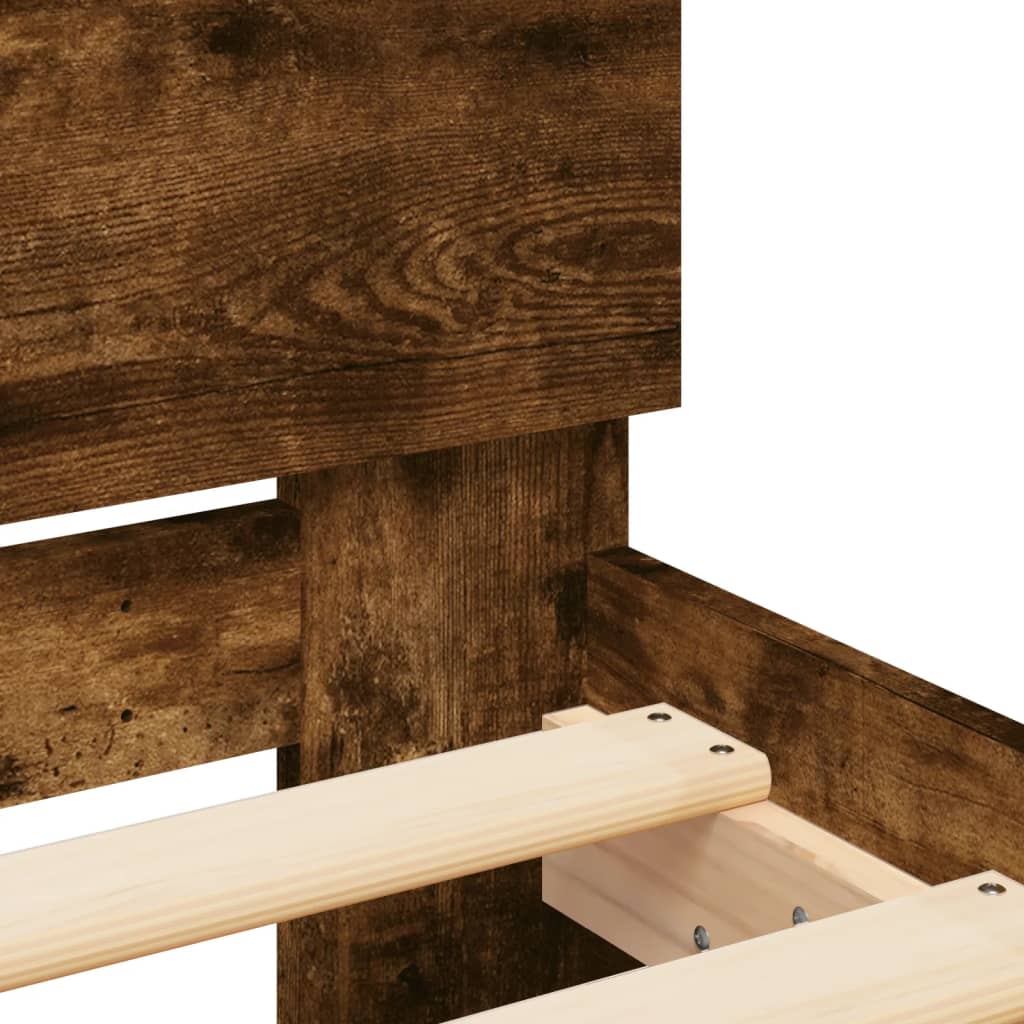 Cadre de lit sans matelas avec tête de lit chêne fumé 90x200 cm - XIOS