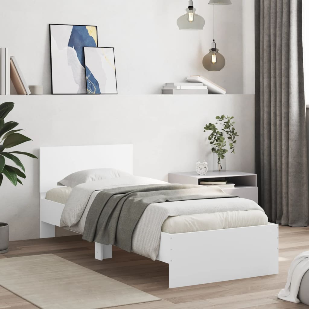 Cadre de lit sans matelas avec tête de lit blanc 90x190 cm - XIOS
