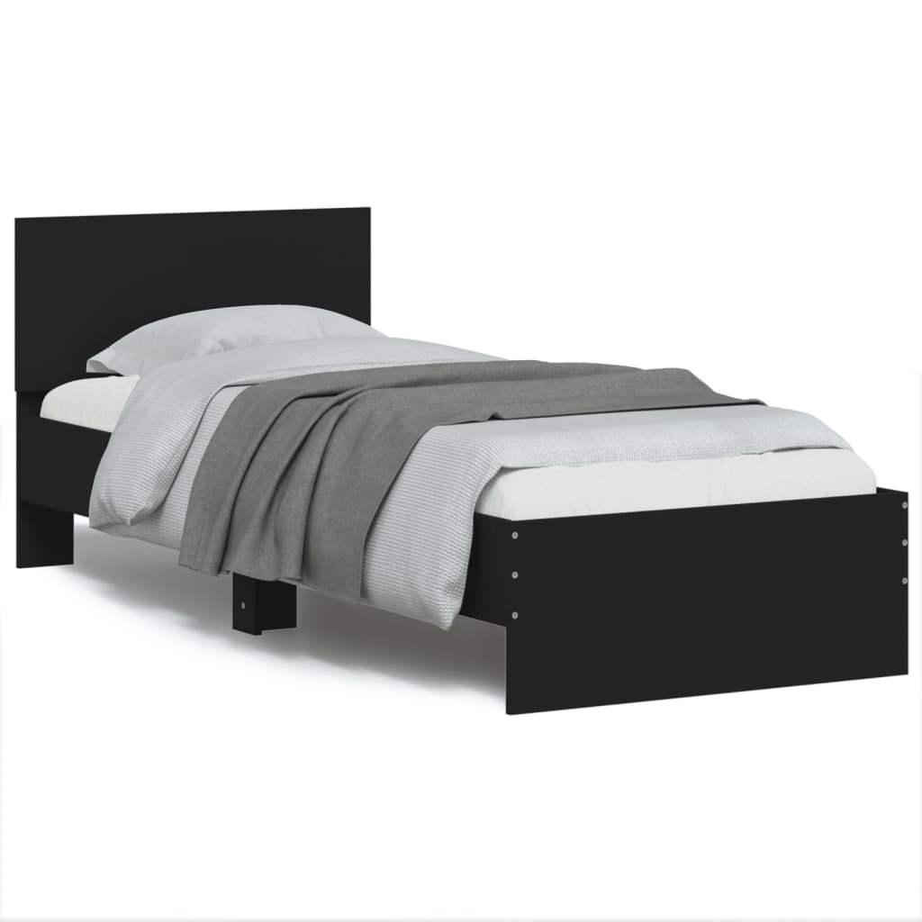 Cadre de lit sans matelas avec tête de lit noir 90x190 cm - XIOS