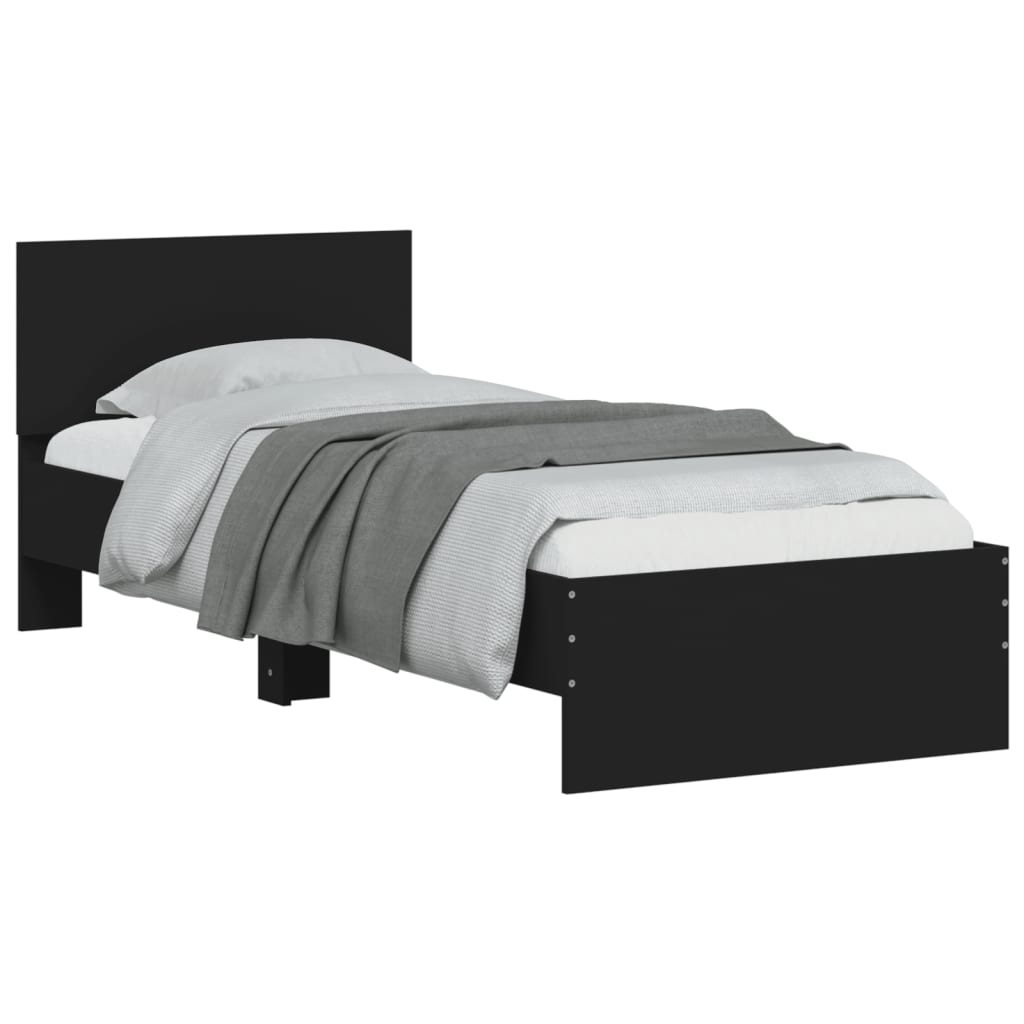 Cadre de lit sans matelas avec tête de lit noir 90x190 cm - XIOS