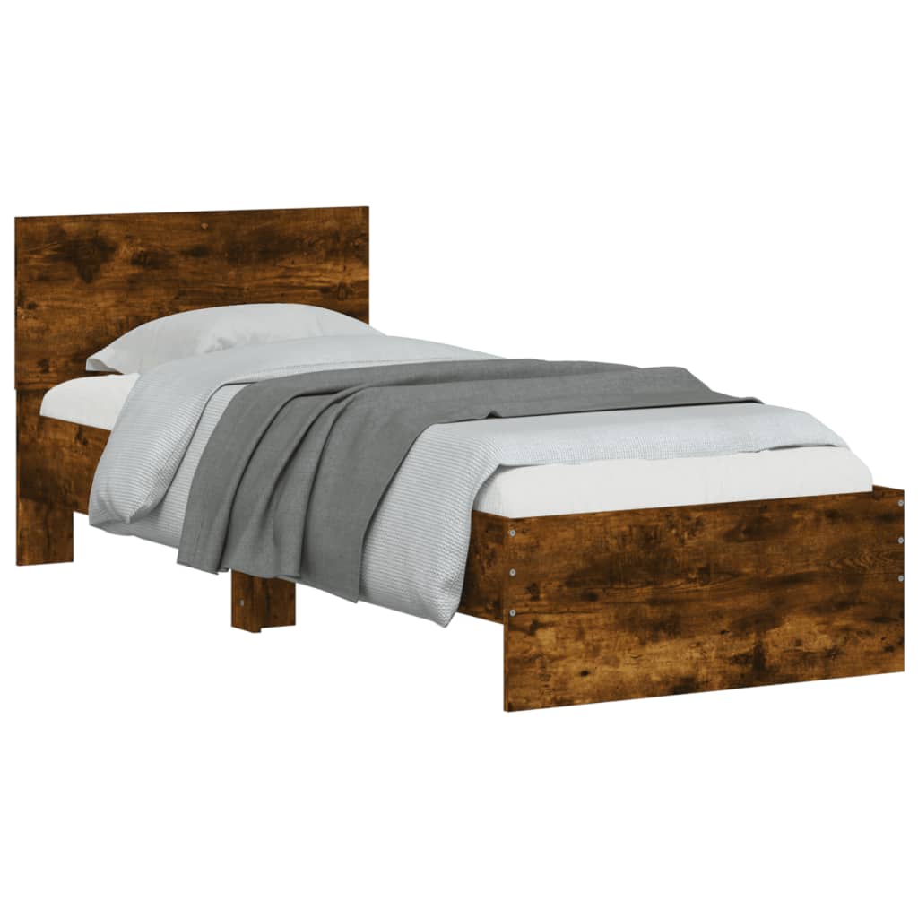 Cadre de lit sans matelas avec tête de lit chêne fumé 90x190 cm - XIOS