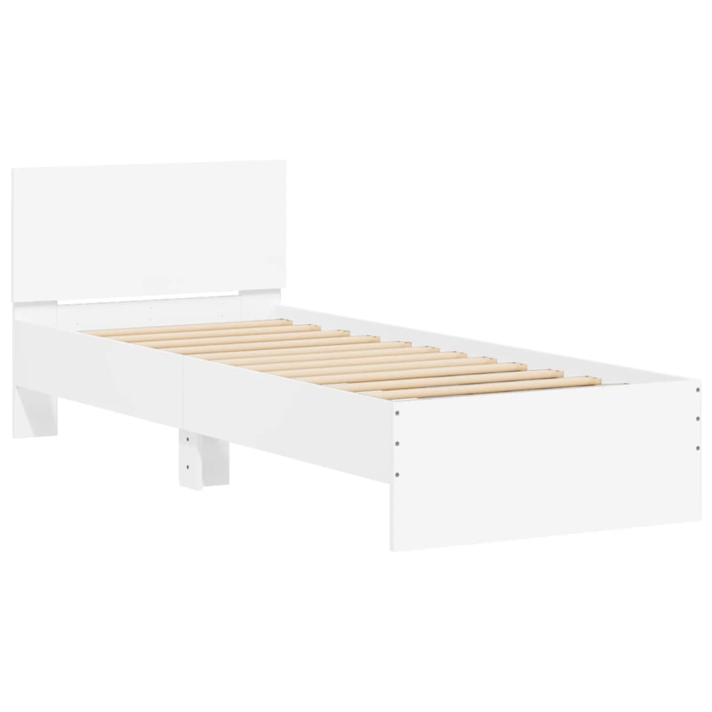 Cadre de lit sans matelas avec tête de lit blanc 75x190 cm - XIOS
