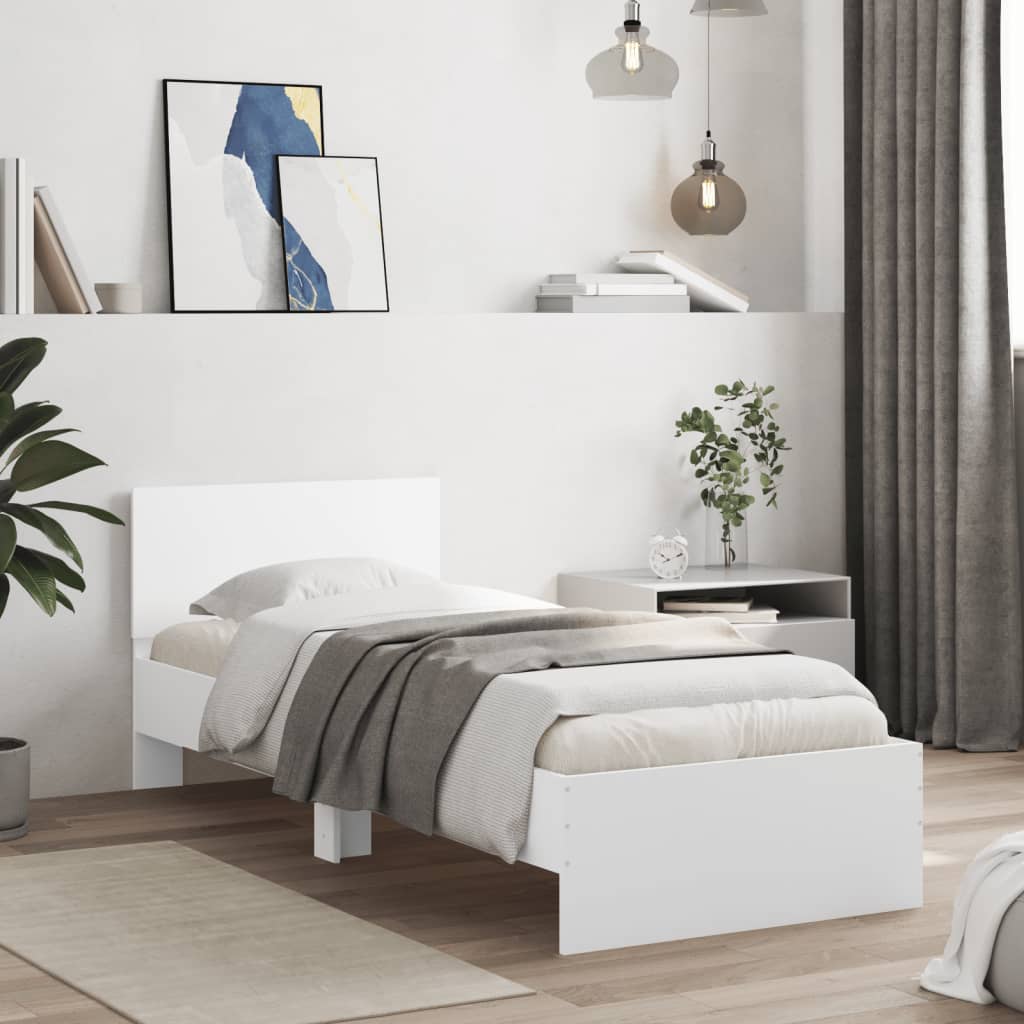 Cadre de lit sans matelas avec tête de lit blanc 75x190 cm - XIOS