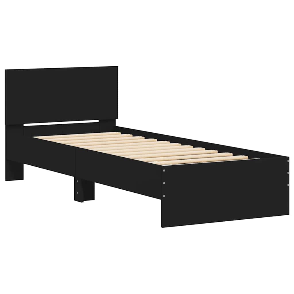 Cadre de lit sans matelas avec tête de lit noir 75x190 cm - XIOS