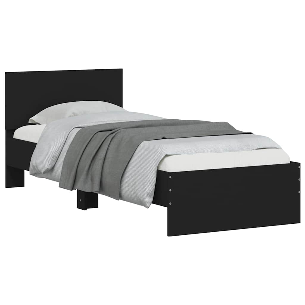 Cadre de lit sans matelas avec tête de lit noir 75x190 cm - XIOS