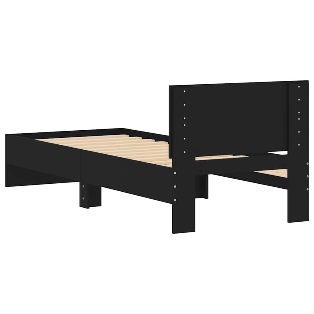 Cadre de lit sans matelas avec tête de lit noir 75x190 cm - XIOS
