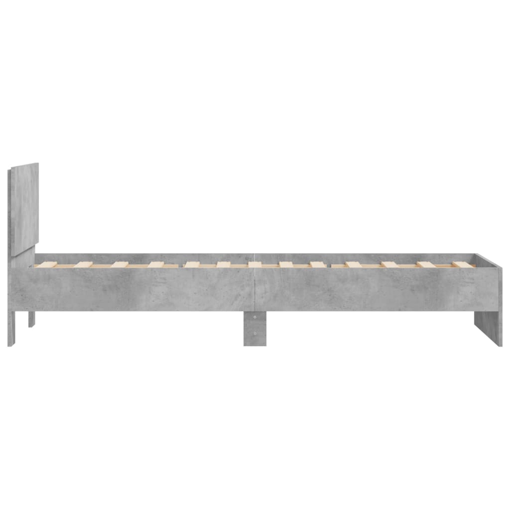 Cadre de lit sans matelas avec tête de lit gris béton 75x190 cm - XIOS