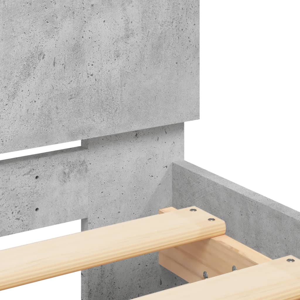 Cadre de lit sans matelas avec tête de lit gris béton 75x190 cm - XIOS