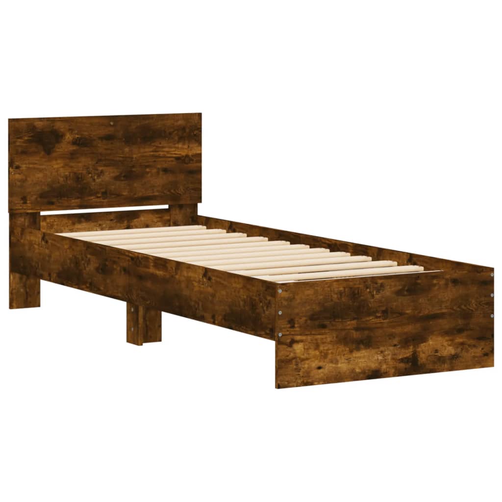 Cadre de lit sans matelas avec tête de lit chêne fumé 75x190 cm - XIOS