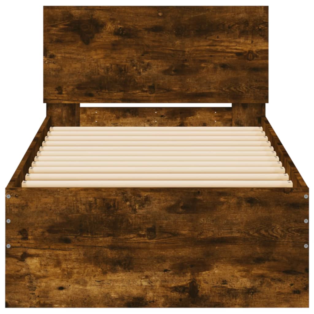 Cadre de lit sans matelas avec tête de lit chêne fumé 75x190 cm - XIOS