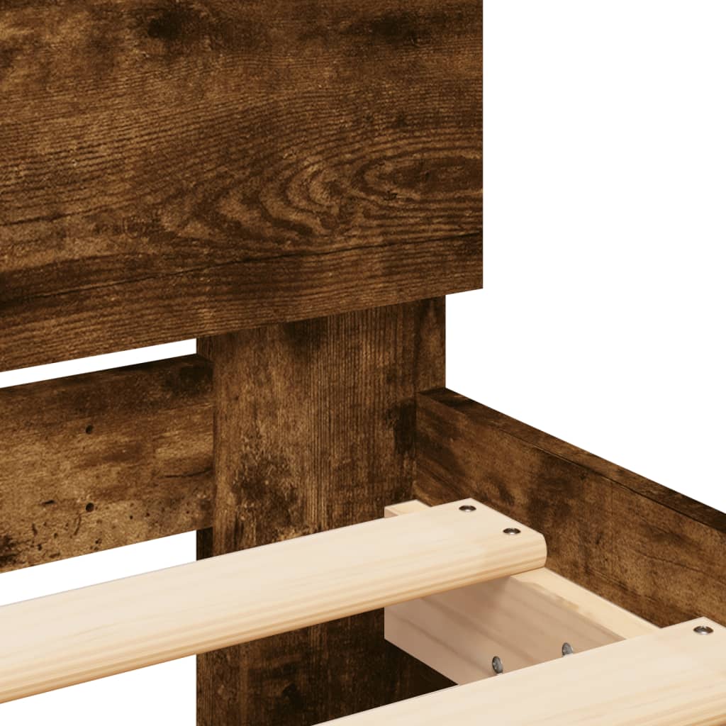 Cadre de lit sans matelas avec tête de lit chêne fumé 75x190 cm - XIOS
