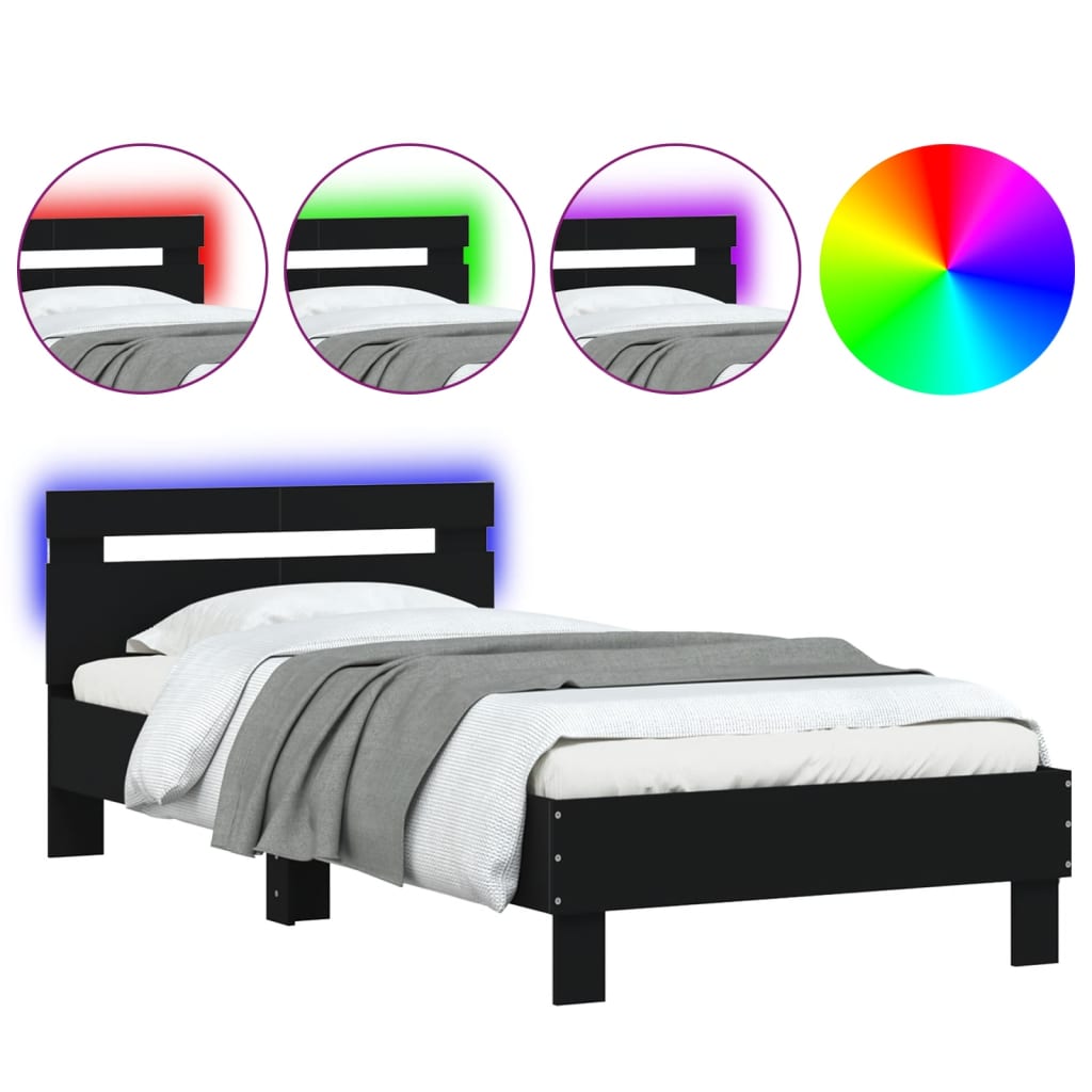 Cadre de lit sans matelas avec lumières LED noir 100x200 cm - XIOS