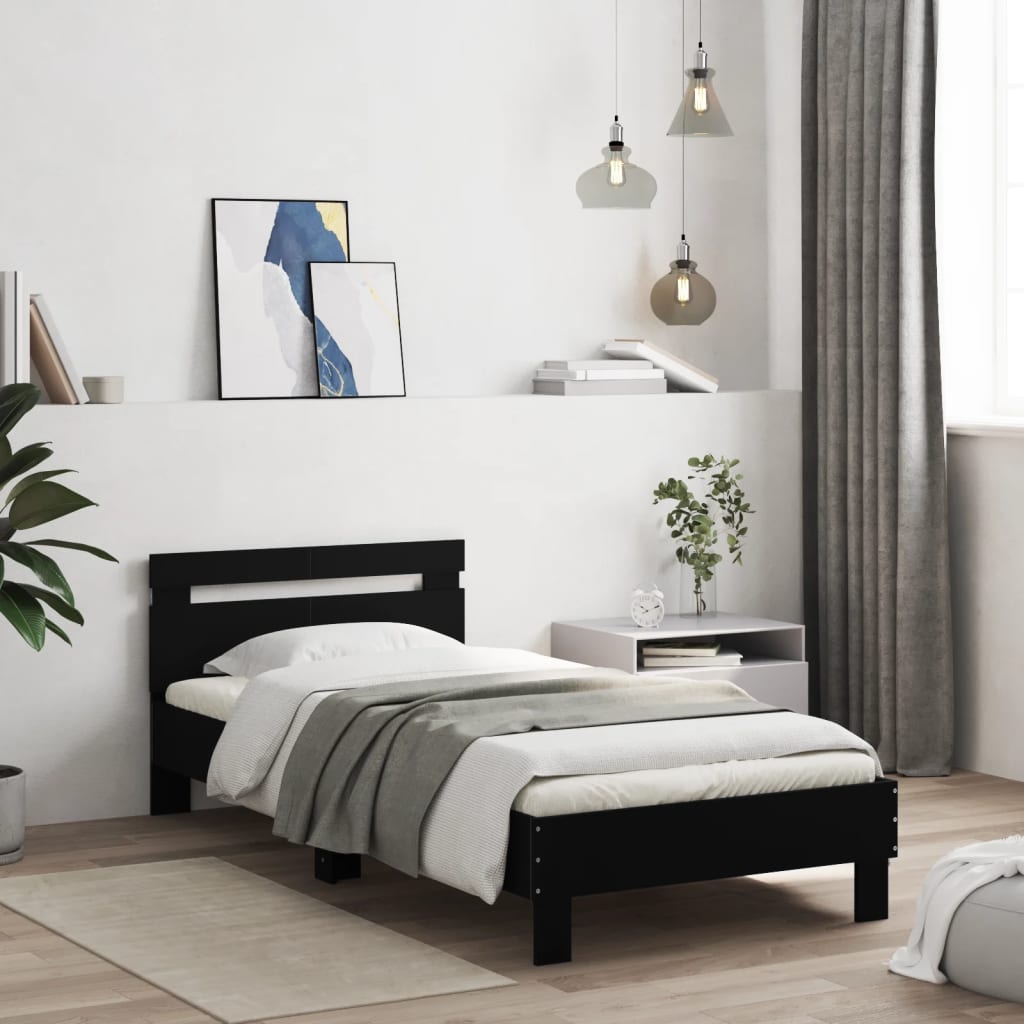 Cadre de lit sans matelas avec lumières LED noir 100x200 cm - XIOS