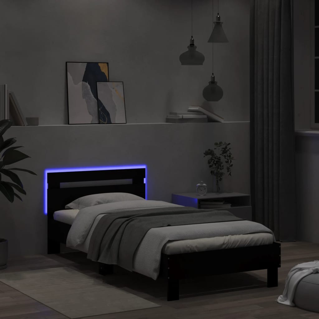 Cadre de lit sans matelas avec lumières LED noir 100x200 cm - XIOS