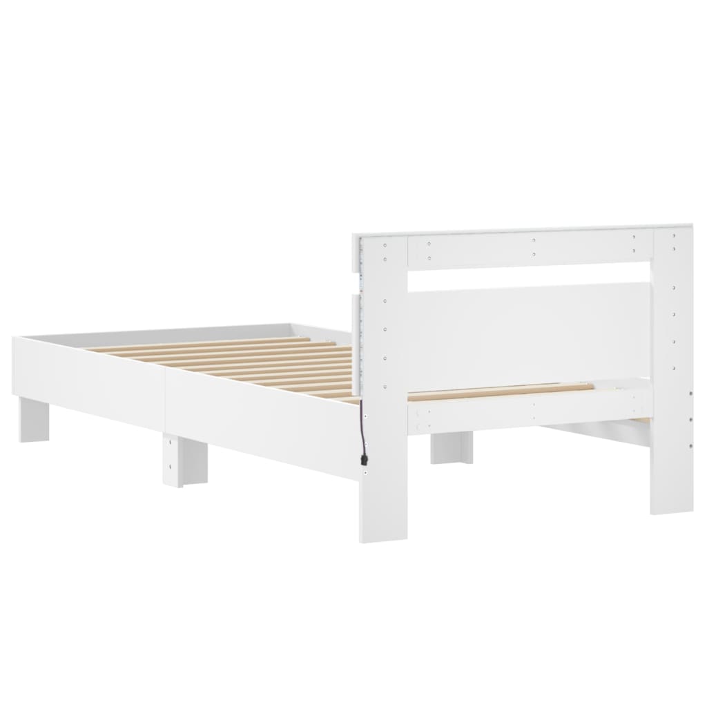 Cadre de lit sans matelas avec lumières LED blanc 90x200 cm - XIOS