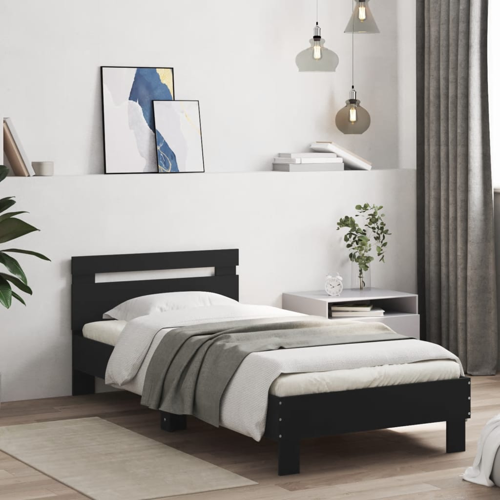 Cadre de lit sans matelas avec lumières LED noir 90x200 cm - XIOS