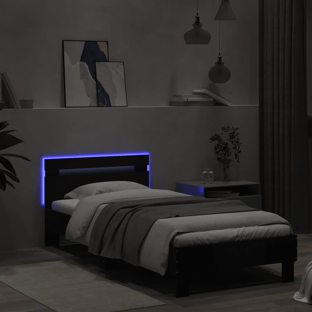 Cadre de lit sans matelas avec lumières LED noir 90x200 cm - XIOS