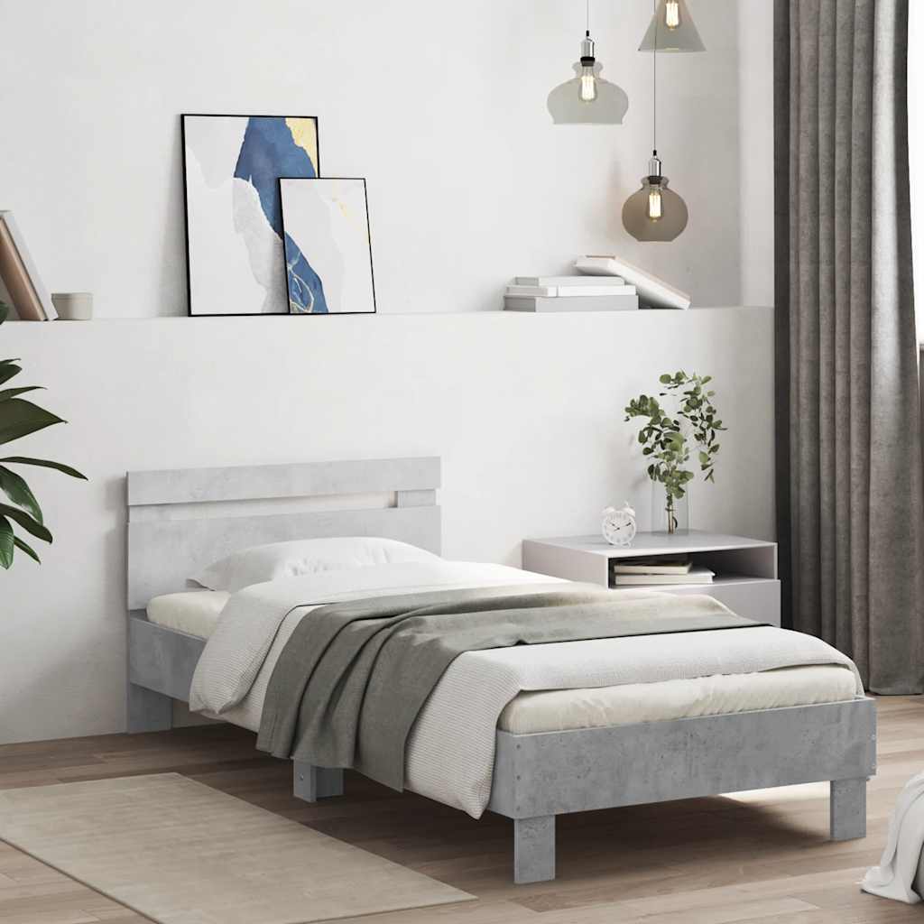 Cadre de lit sans matelas avec lumières LED gris béton 90x190cm - XIOS