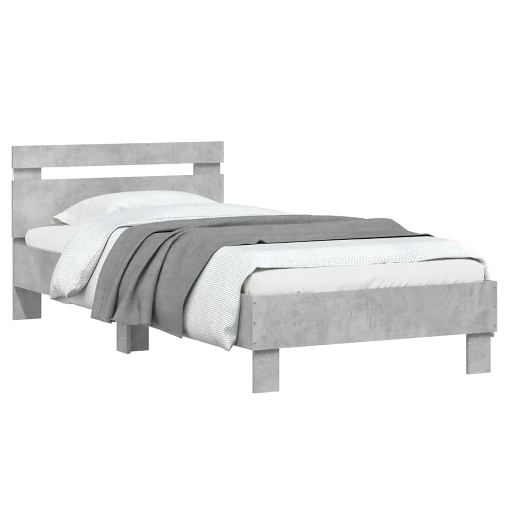 Cadre de lit sans matelas avec lumières LED gris béton 90x190cm - XIOS