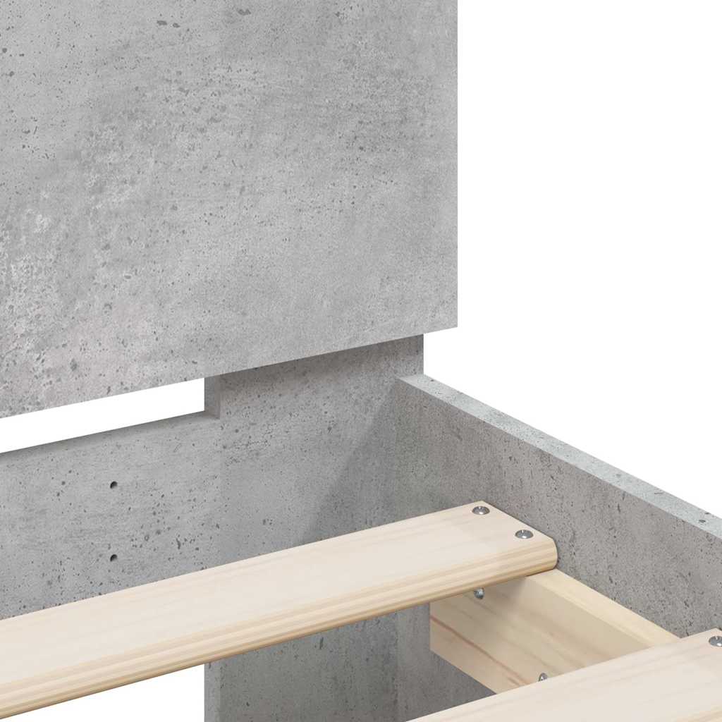 Cadre de lit sans matelas avec lumières LED gris béton 90x190cm - XIOS