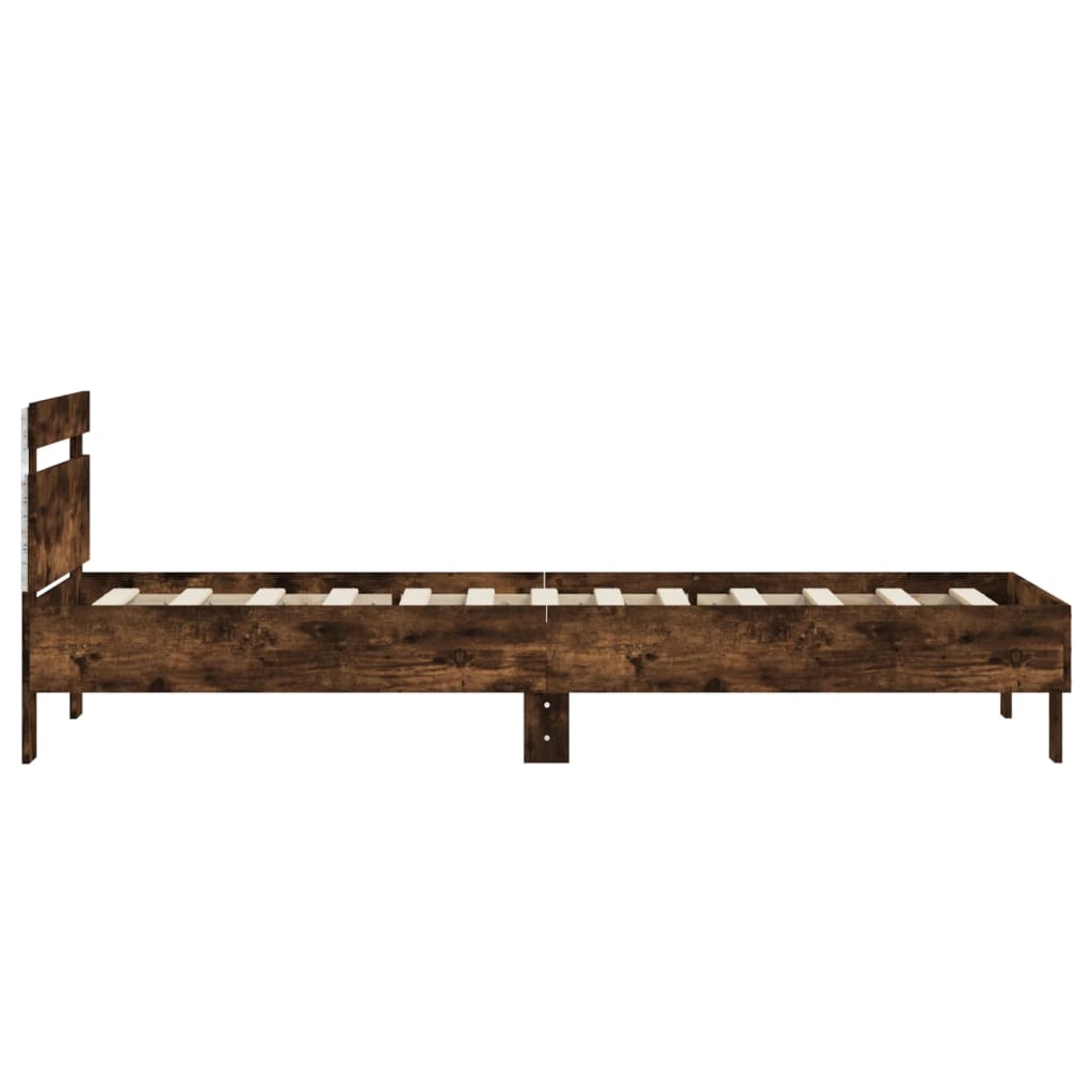 Cadre de lit sans matelas avec lumières LED chêne fumé 90x190cm - XIOS