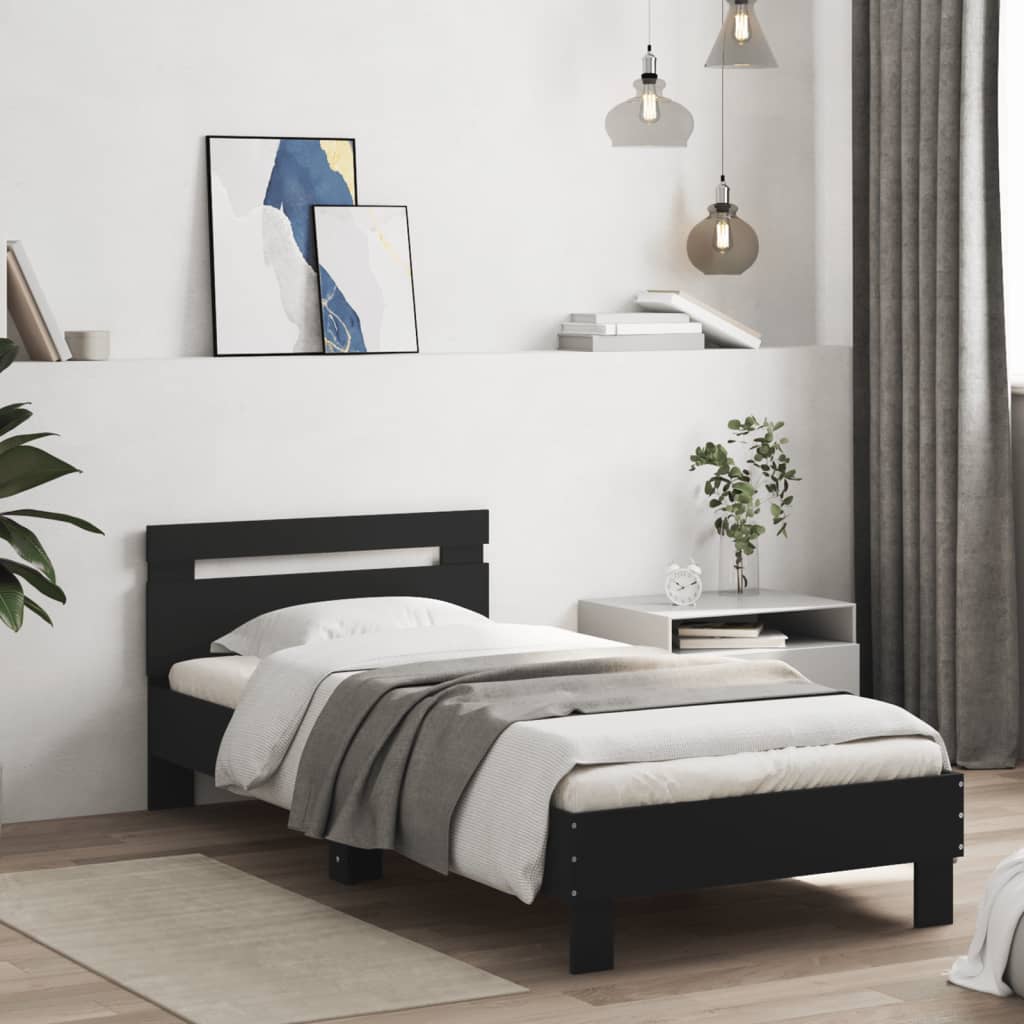 Cadre de lit sans matelas avec lumières LED noir 75x190 cm - XIOS