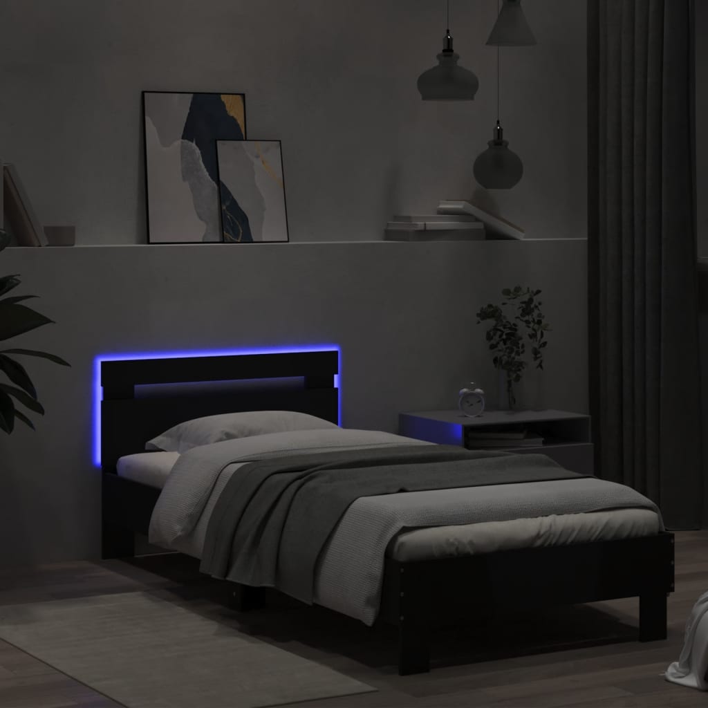 Cadre de lit sans matelas avec lumières LED noir 75x190 cm - XIOS