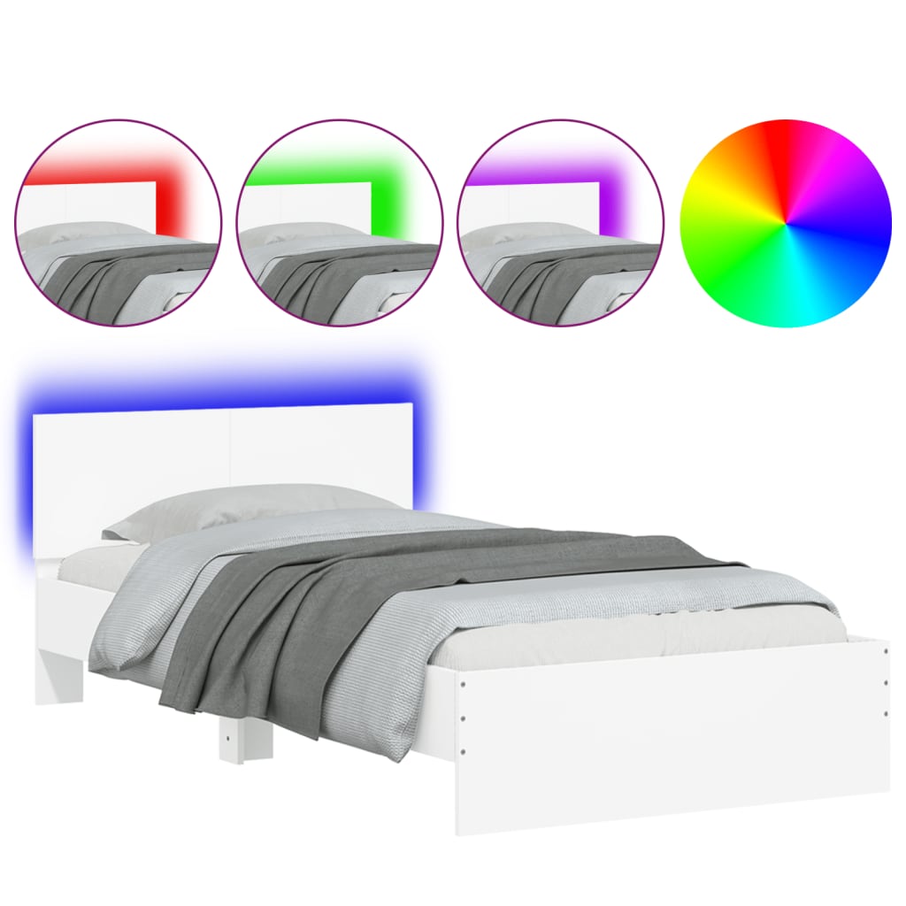 Cadre de lit sans matelas avec lumières LED blanc 100x200 cm - XIOS