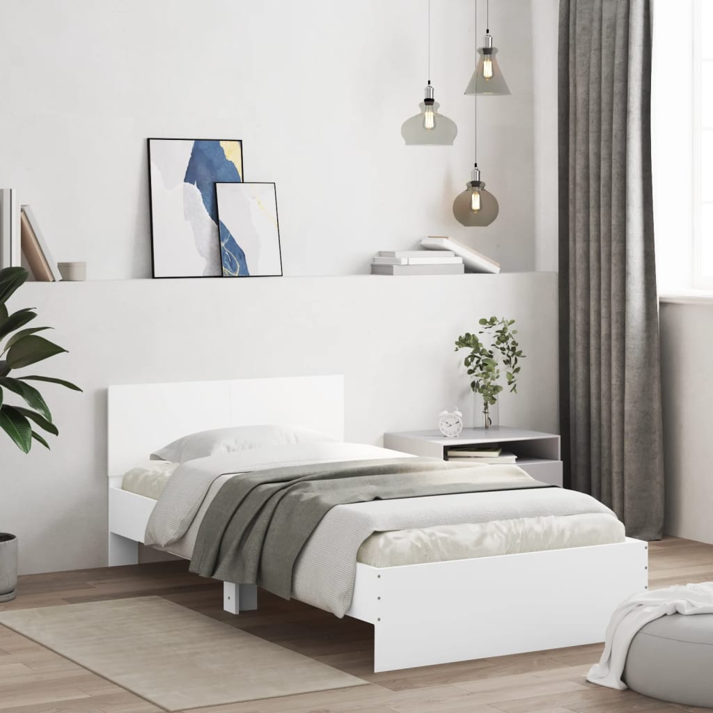 Cadre de lit sans matelas avec lumières LED blanc 100x200 cm - XIOS