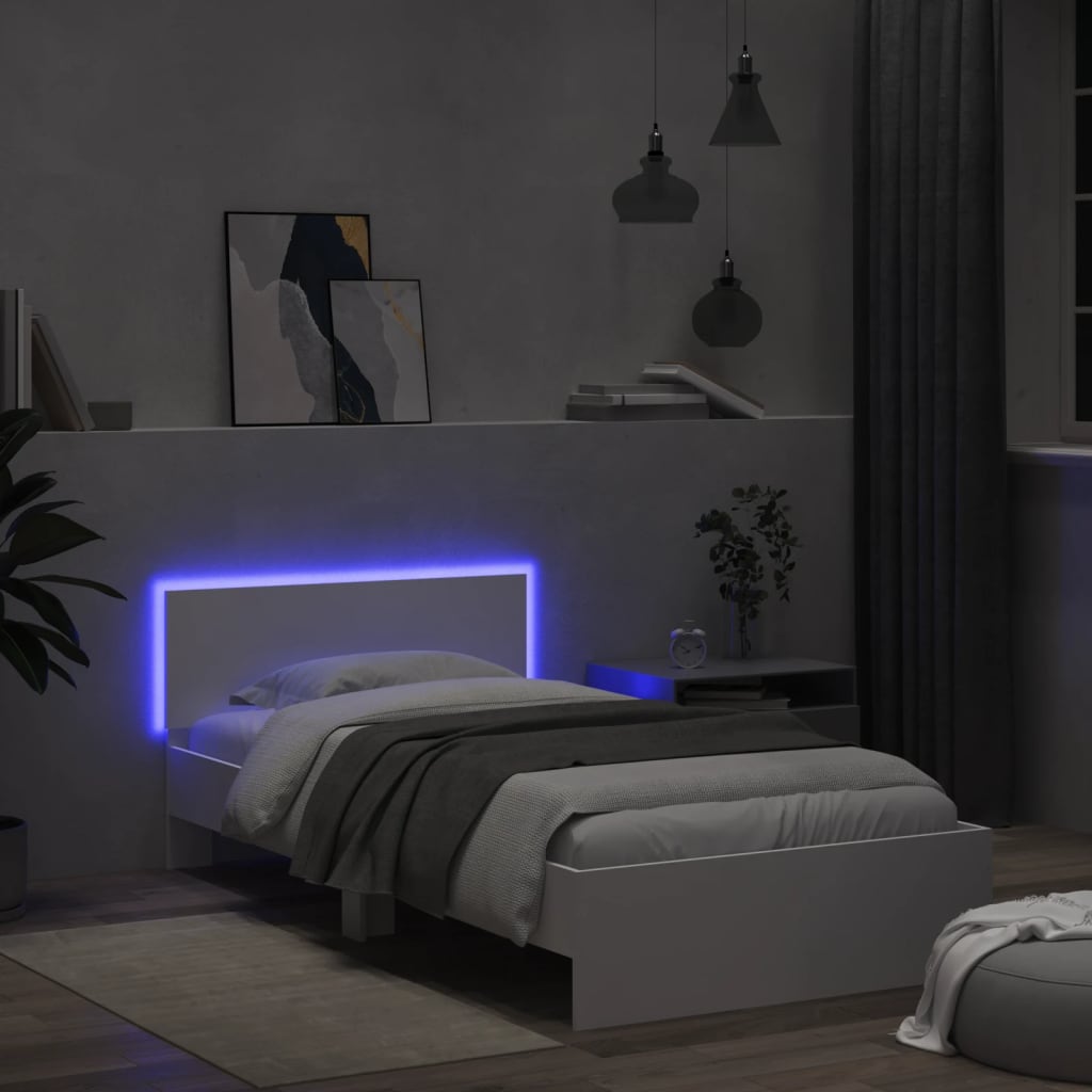 Cadre de lit sans matelas avec lumières LED blanc 100x200 cm - XIOS