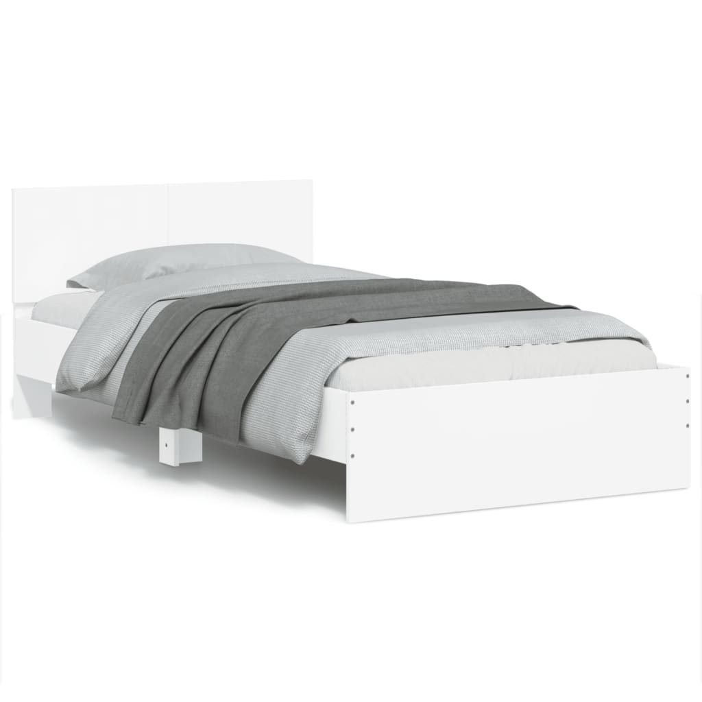 Cadre de lit sans matelas avec lumières LED blanc 100x200 cm - XIOS