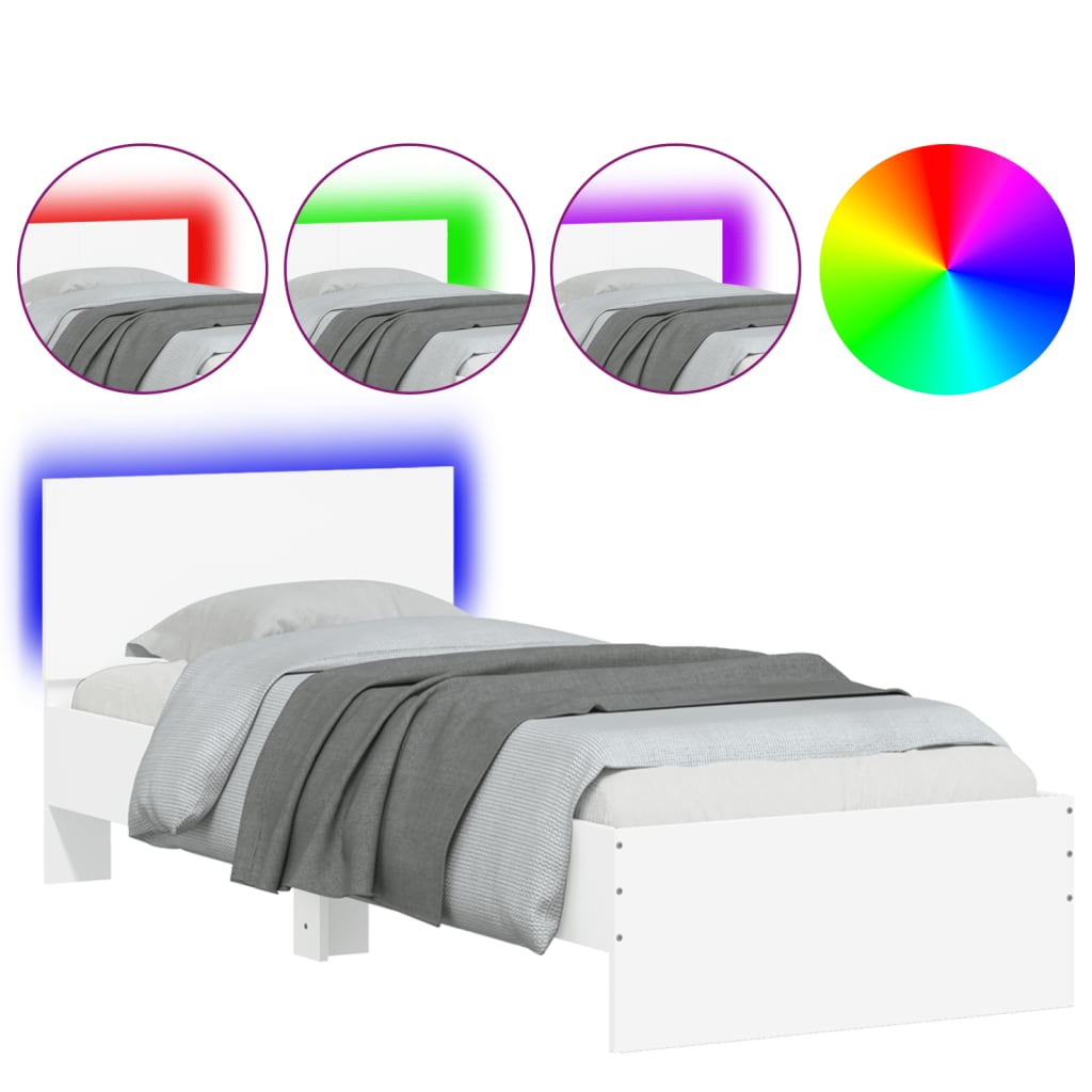 Cadre de lit sans matelas avec lumières LED blanc 90x200 cm - XIOS