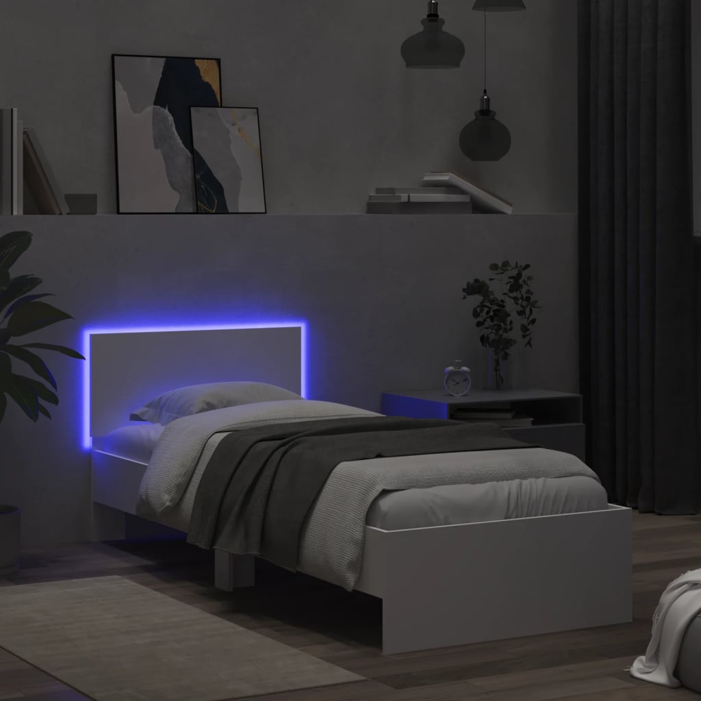 Cadre de lit sans matelas avec lumières LED blanc 90x200 cm - XIOS