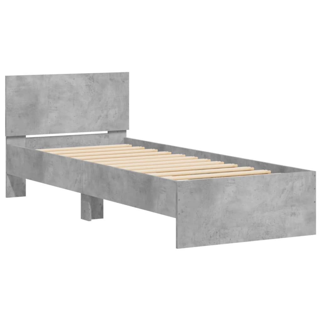 Cadre de lit sans matelas avec lumières LED gris béton 90x190cm - XIOS