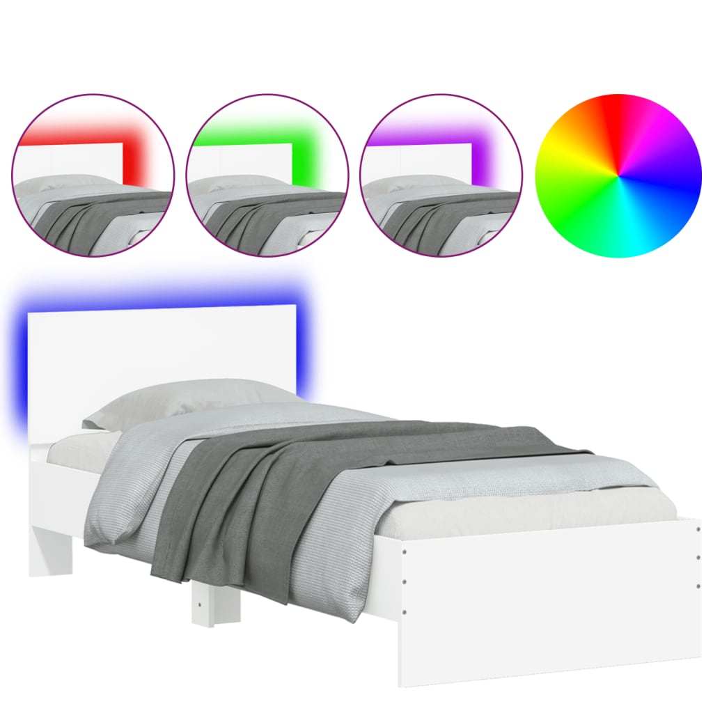 Cadre de lit sans matelas avec lumières LED blanc 75x190 cm - XIOS