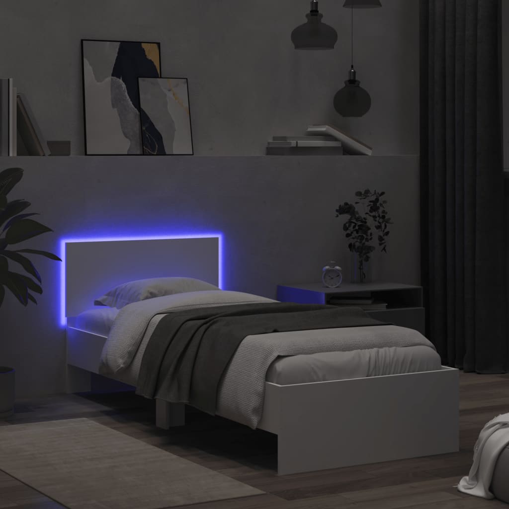 Cadre de lit sans matelas avec lumières LED blanc 75x190 cm - XIOS