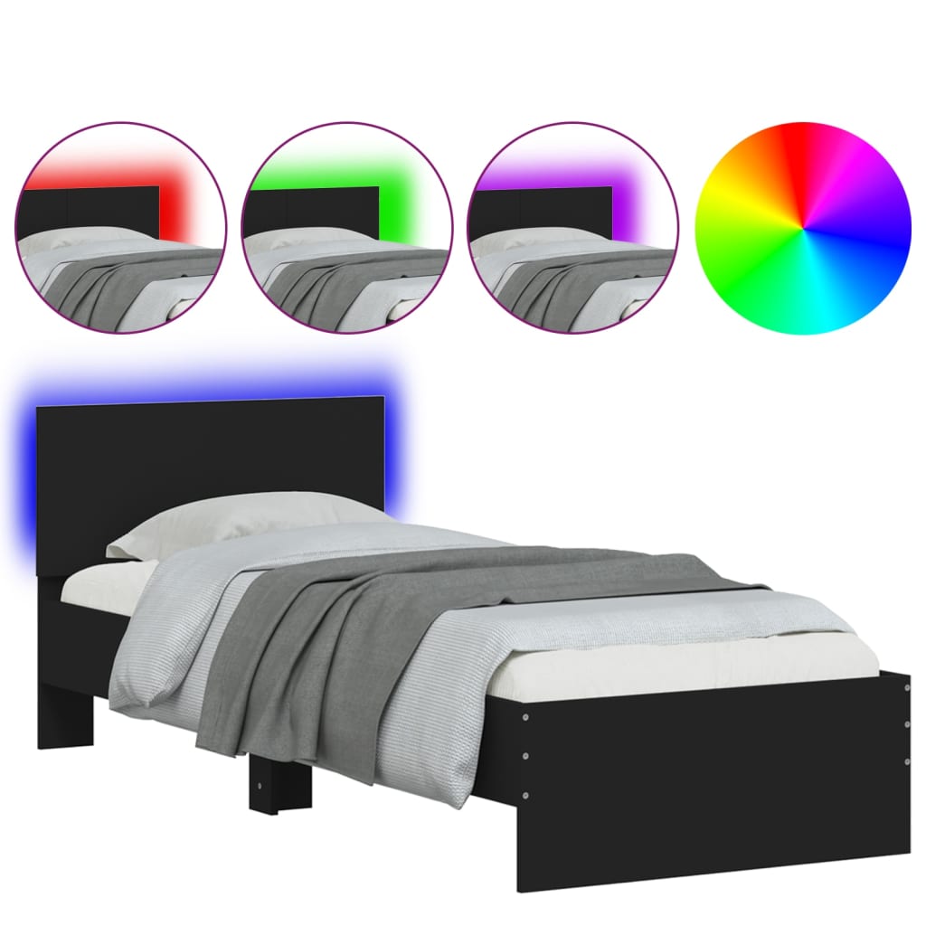 Cadre de lit sans matelas avec lumières LED noir 75x190 cm - XIOS
