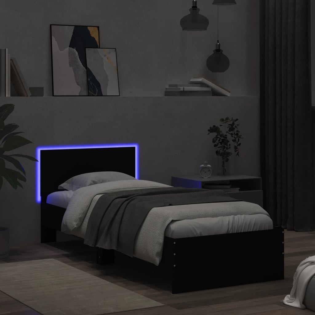 Cadre de lit sans matelas avec lumières LED noir 75x190 cm - XIOS