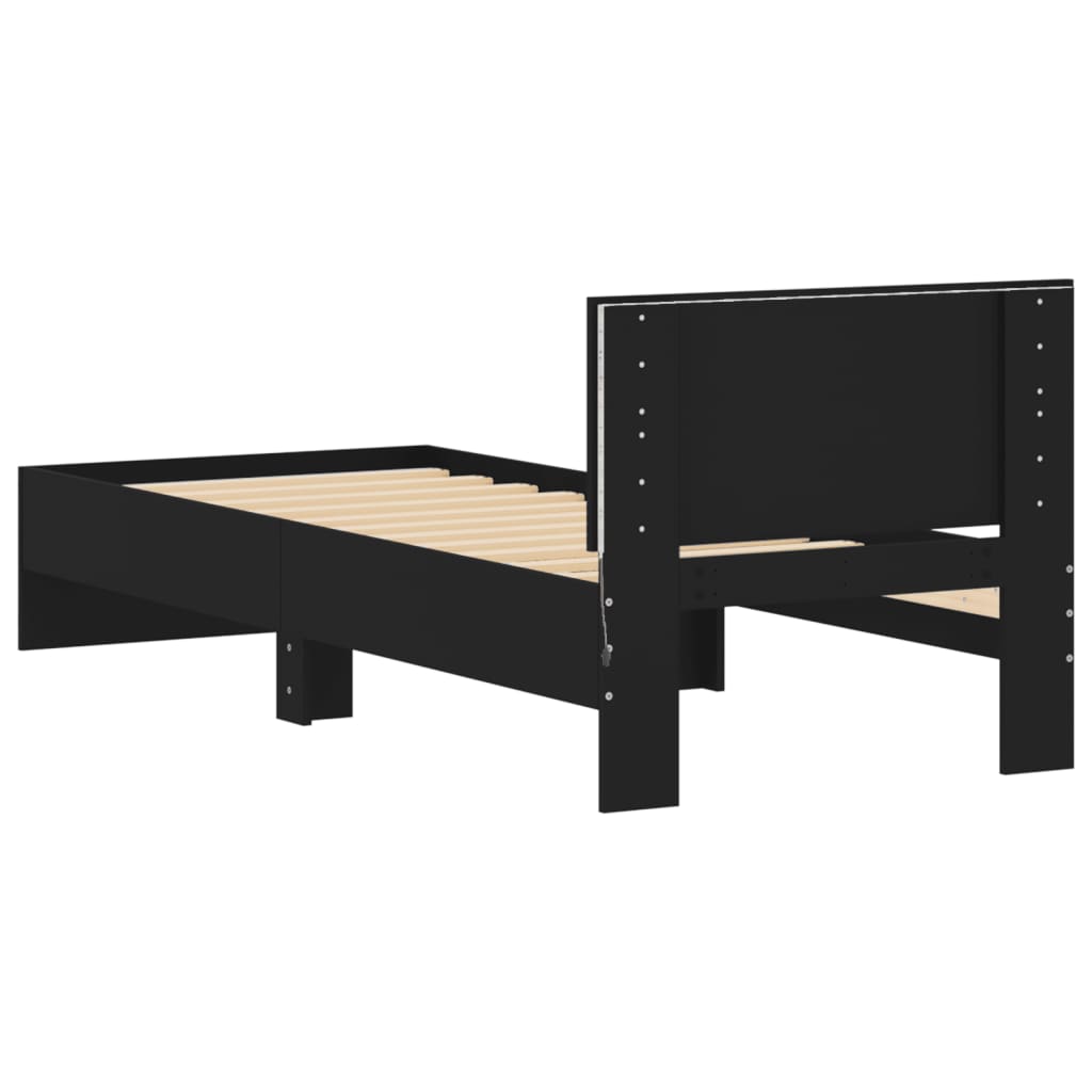 Cadre de lit sans matelas avec lumières LED noir 75x190 cm - XIOS
