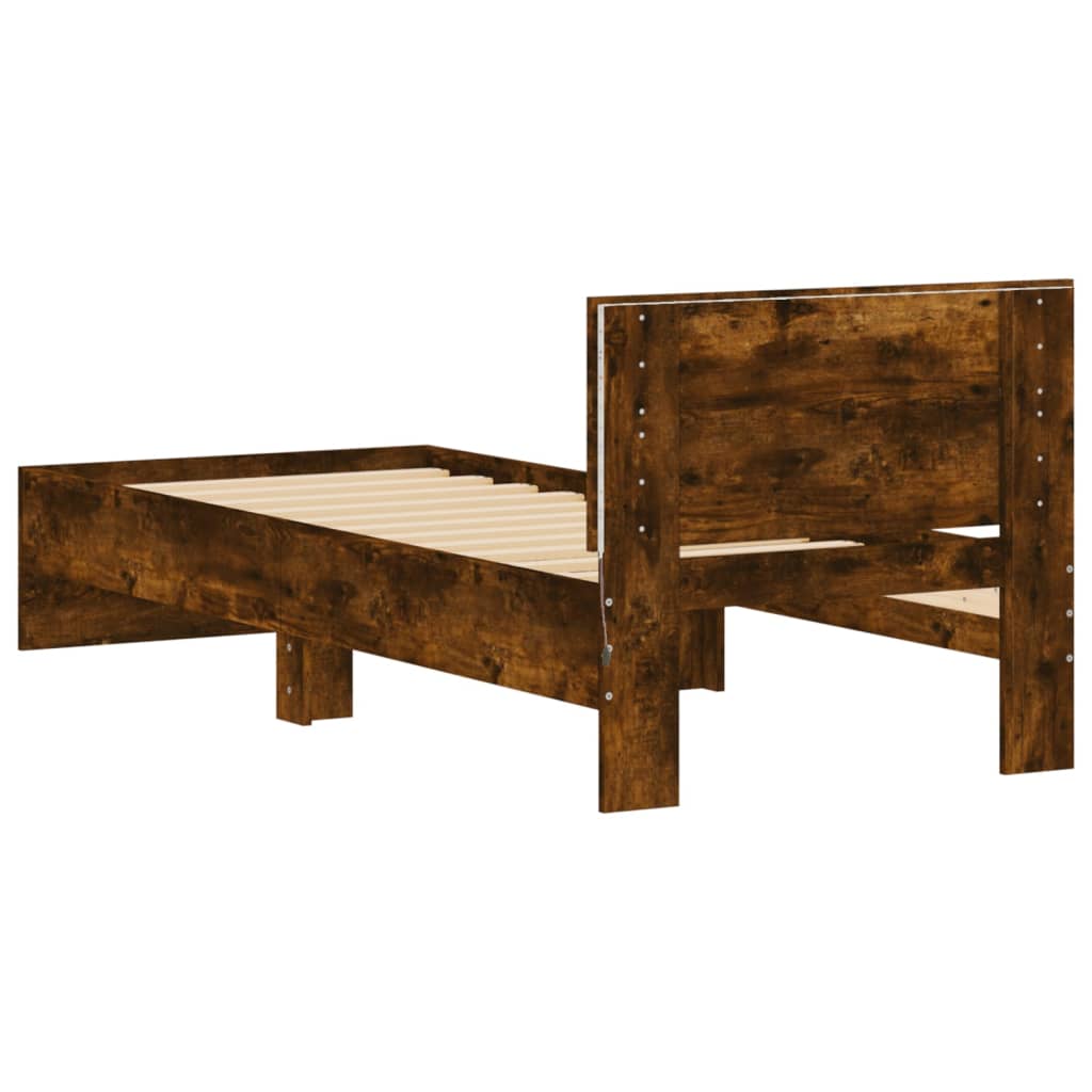 Cadre de lit sans matelas avec lumières LED chêne fumé 75x190cm - XIOS
